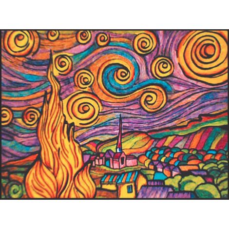 Kolorowanka welwetowa Colorvelvet Van Gogh - Gwiaździsta Noc, 47x35 cm